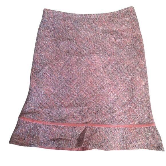 GAP Vintage Y2K Pink Tweed Flounce Skirt Wool Blend Size 8 - Picture 2 of 5